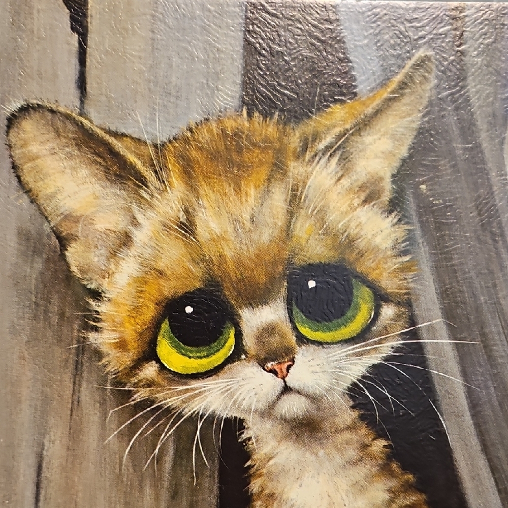 VTG Brown Tabby Cat Art Print  "Pitty Kitty" - Litho Print - Picture 9 of 12